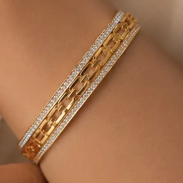 Diamond Studded Double Layer - Anti-Tarnish from BLINGARI luxury Indian fashion collection