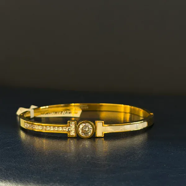 Anti-Tarnish B Solitaire N Kada - Anti-Tarnish from BLINGARI luxury Indian fashion collection