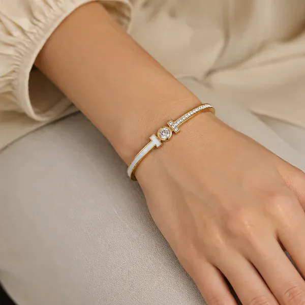 Anti-Tarnish B Solitaire N Kada - Anti-Tarnish from BLINGARI luxury Indian fashion collection