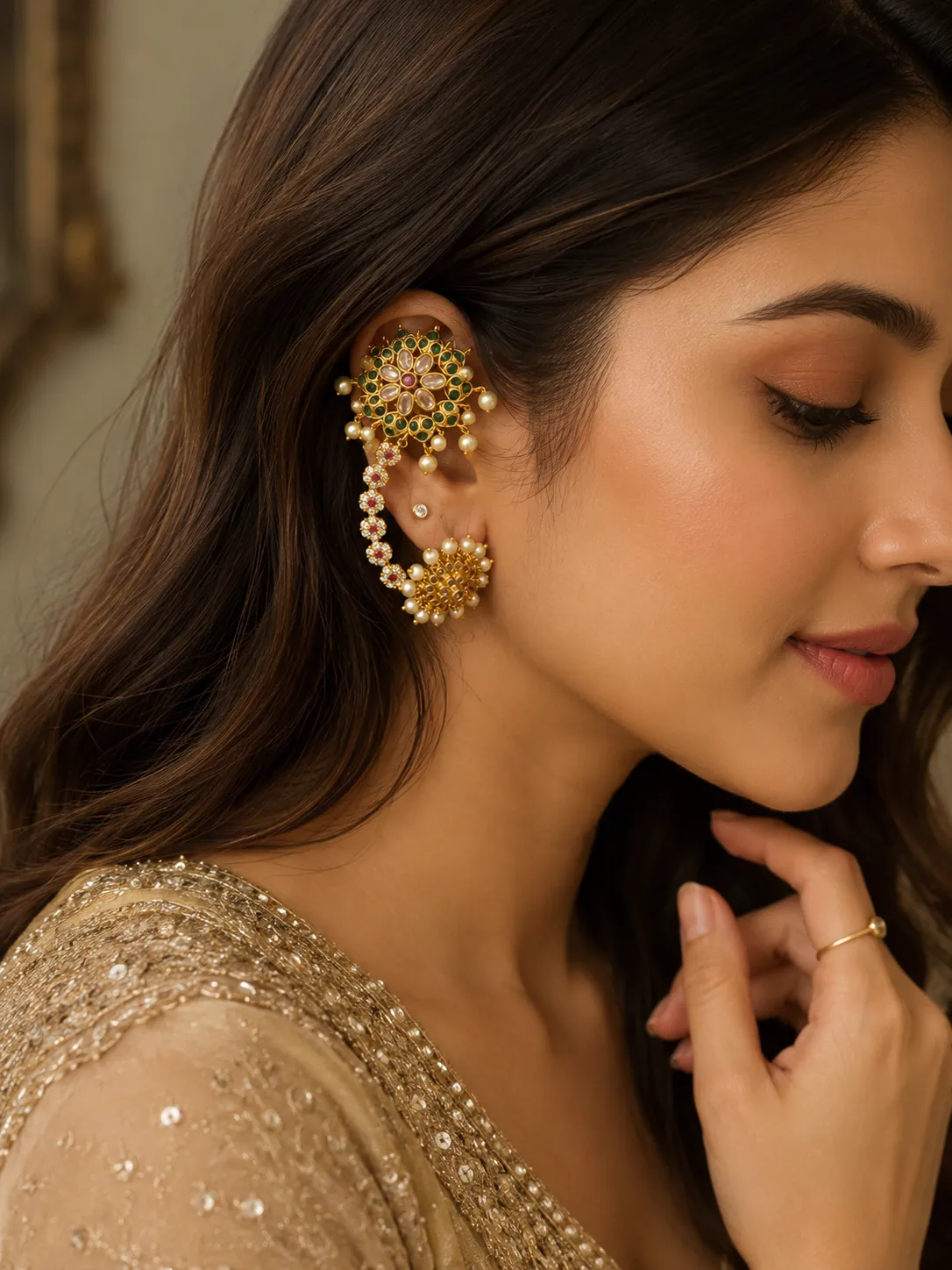 Ear Cuff - Earrings & Jhumkas from BLINGARI luxury Indian fashion collection