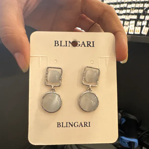 Resin Square - Earrings & Jhumkas from BLINGARI luxury Indian fashion collection
