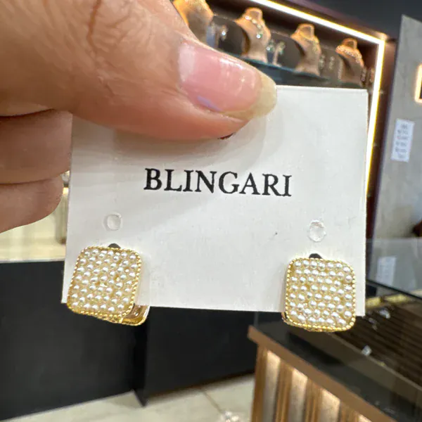 Mnysml Pearl - Earrings & Jhumkas from BLINGARI luxury Indian fashion collection