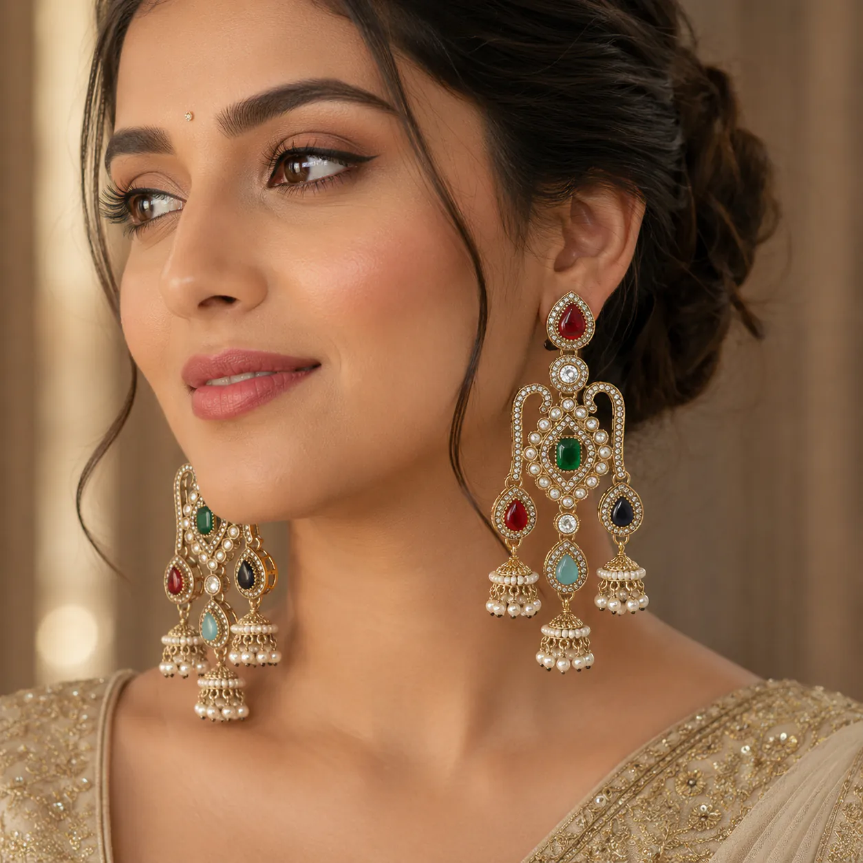 Jhumka 90050 - Jhumkas from BLINGARI luxury Indian fashion collection