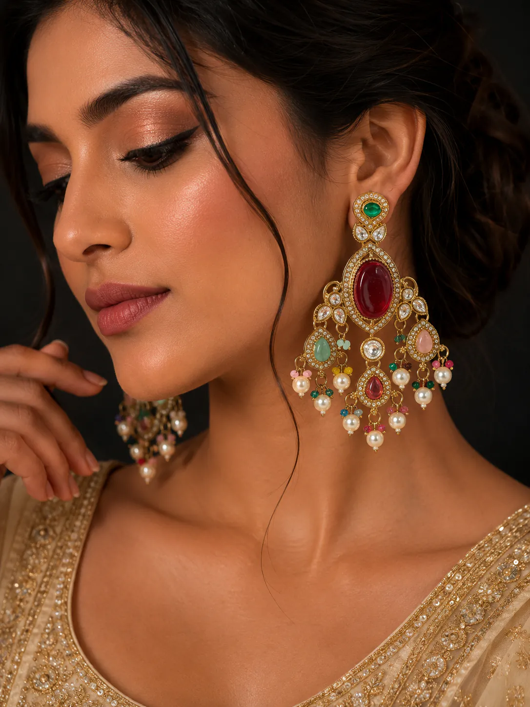 Jhumka 90045 - Jhumkas from BLINGARI luxury Indian fashion collection