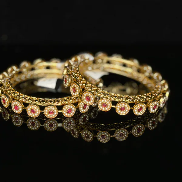 Ruby Peach Kada - Kada from BLINGARI luxury Indian fashion collection