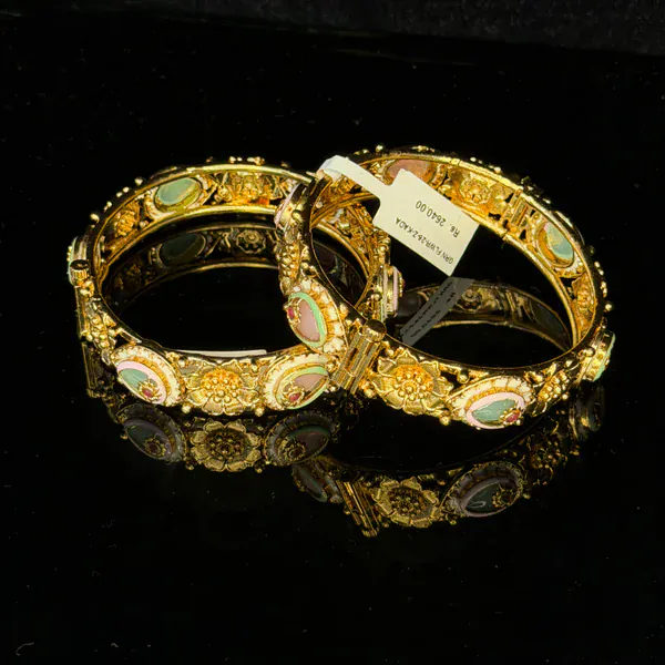Green Flower 26 Z Kada - Kada from BLINGARI luxury Indian fashion collection