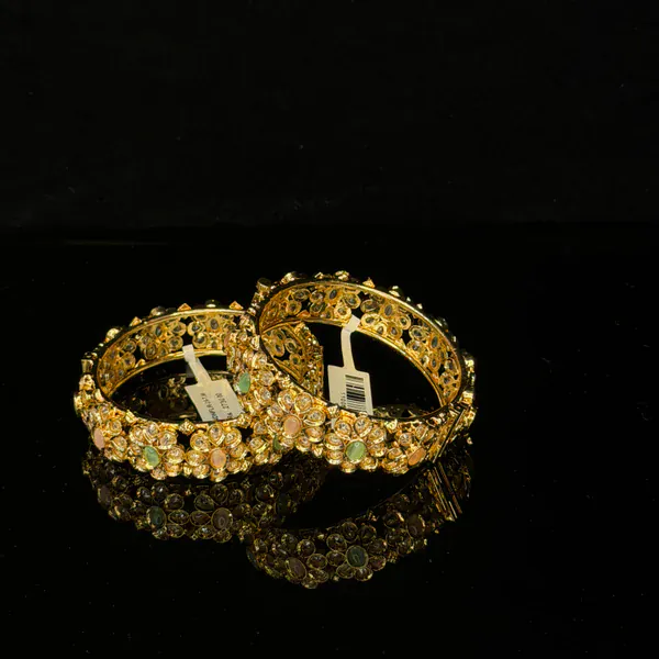 Kundan Flower Kada - Kada from BLINGARI luxury Indian fashion collection