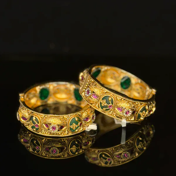 Pearl Ruby Kada - Kada from BLINGARI luxury Indian fashion collection