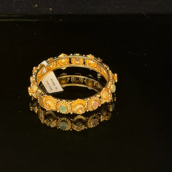 Gold Oval Kada - Kada from BLINGARI luxury Indian fashion collection