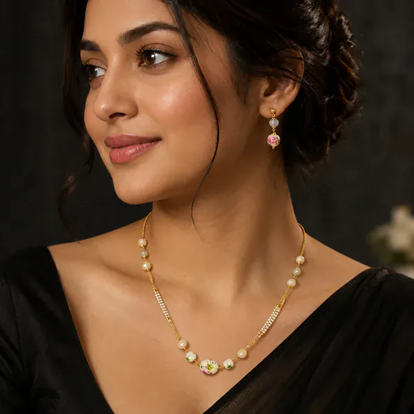 Floral Moti Mala - Malas from BLINGARI luxury Indian fashion collection