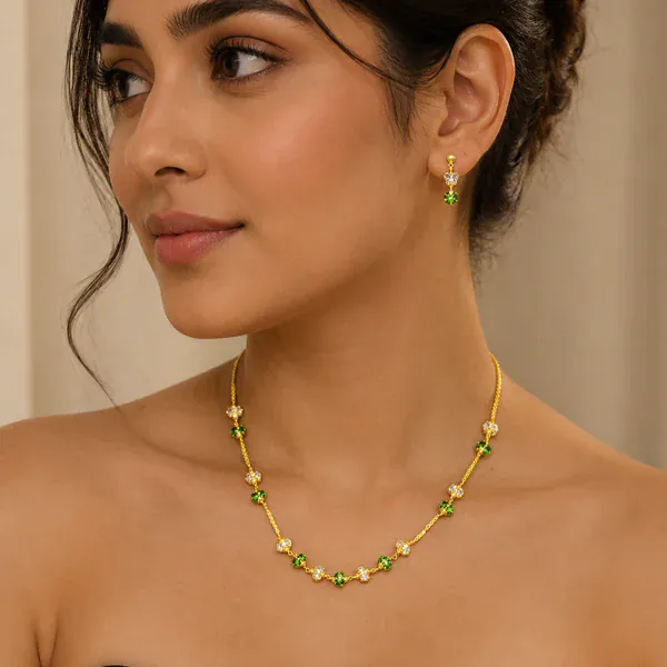 Green Round Mala - Malas from BLINGARI luxury Indian fashion collection