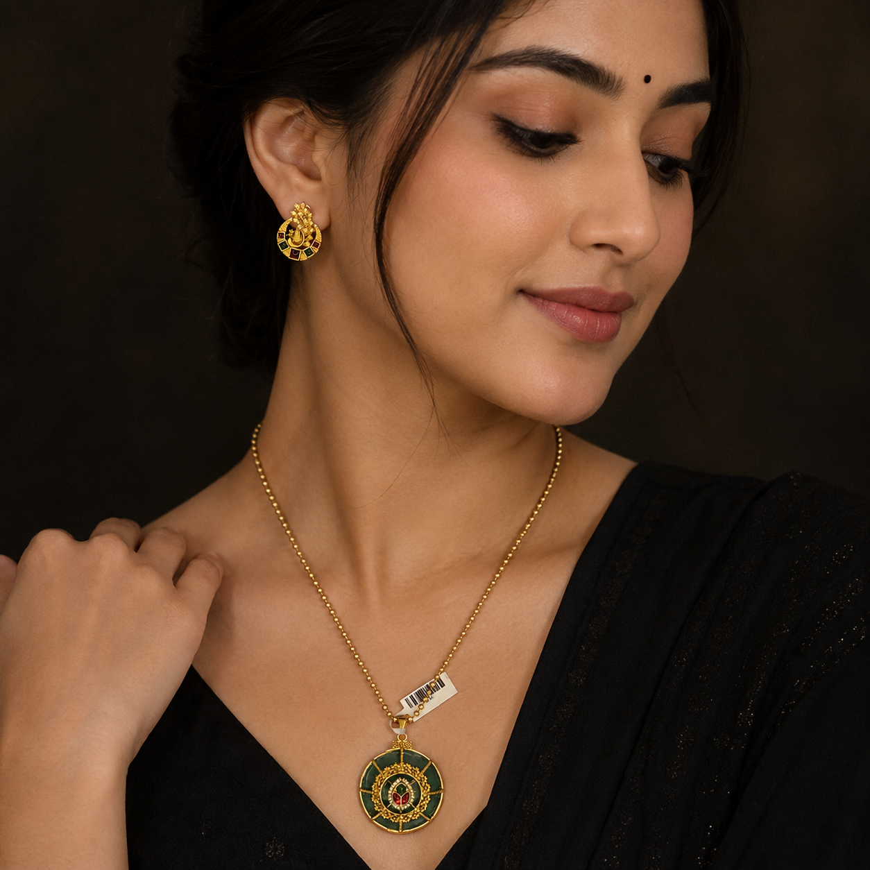Resin M Pendant - Pendants from BLINGARI luxury Indian fashion collection