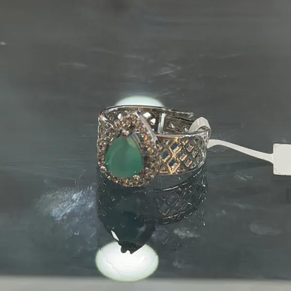 Mesh Ring Mint - Rings & Hathphool from BLINGARI luxury Indian fashion collection