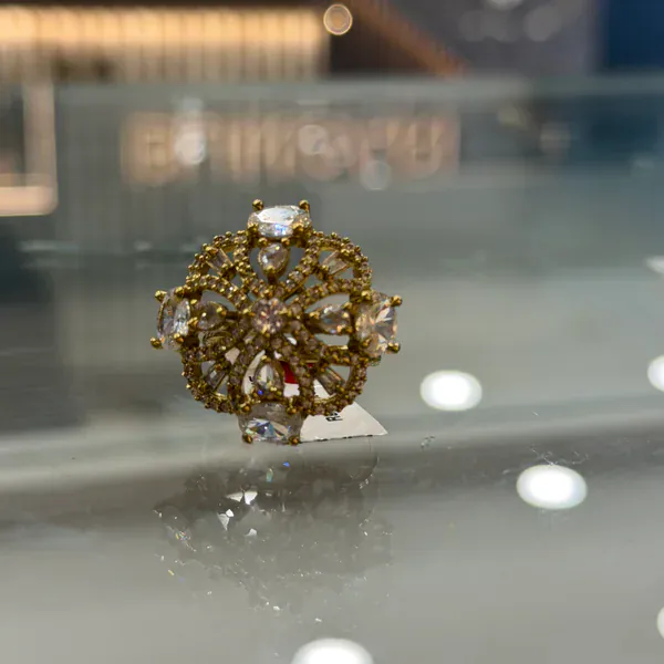 White Mehndi Four Stone Ring - Rings & Hathphool from BLINGARI luxury Indian fashion collection