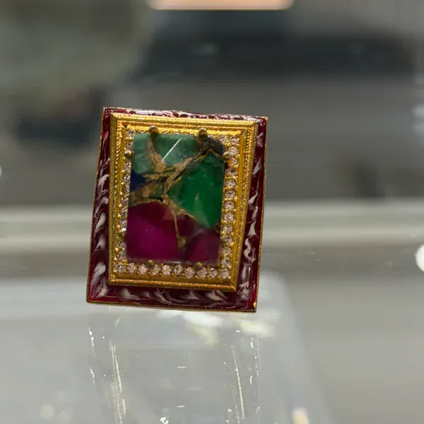 Multi Square Swarovski Ring - - Rings & Hathphool - BLINGARI - Media 2