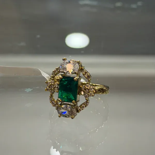 Square Emerald Cocktail Ring - Rings & Hathphool from BLINGARI luxury Indian fashion collection
