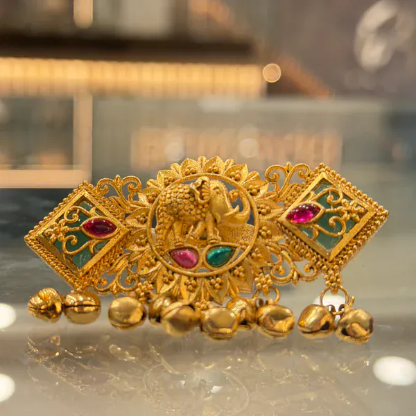 Elephant Polki Ring - Rings & Hathphool from BLINGARI luxury Indian fashion collection