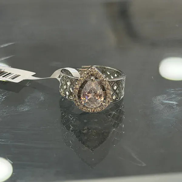 Mesh Ring Silver - Rings & Hathphool from BLINGARI luxury Indian fashion collection