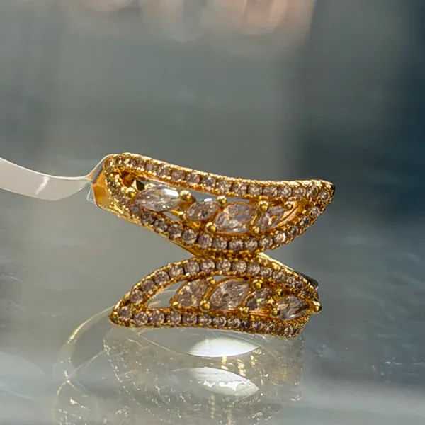 Overlap Band Ring - Rings & Hathphool from BLINGARI luxury Indian fashion collection