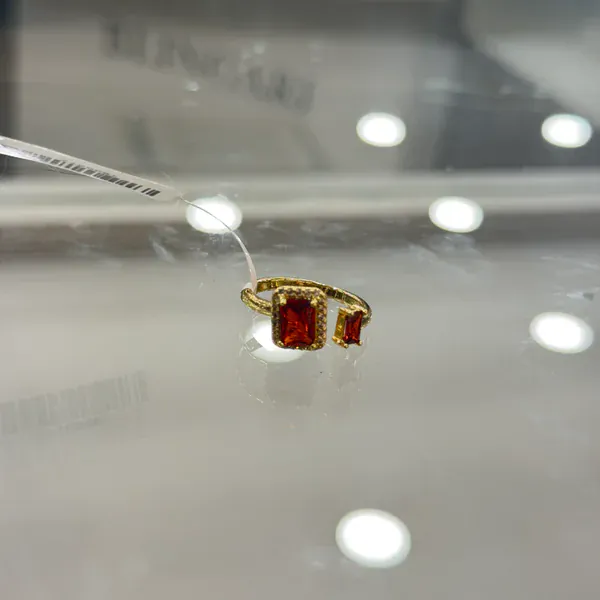 Ruby Open Square Ring - Rings & Hathphool from BLINGARI luxury Indian fashion collection