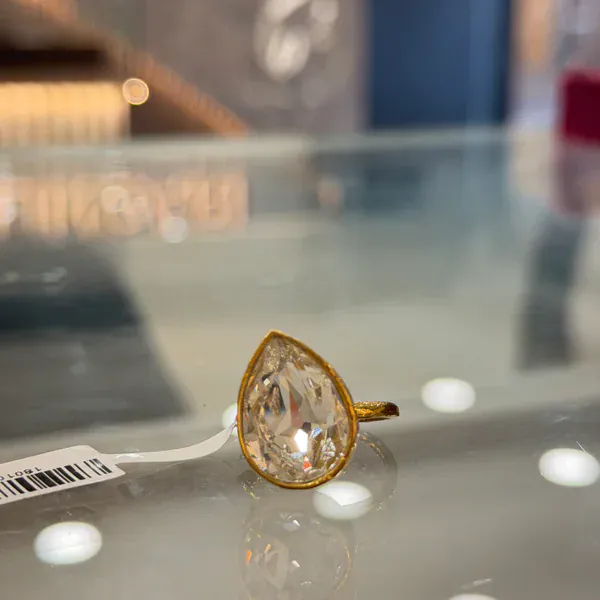 Swarovski Big Stone Ring - Rings & Hathphool from BLINGARI luxury Indian fashion collection
