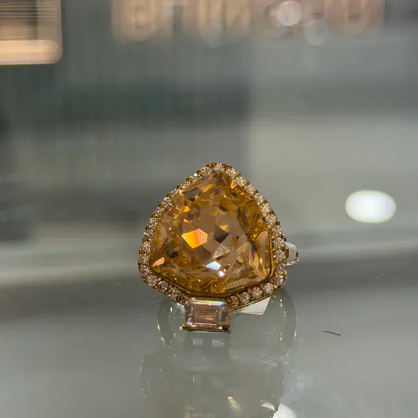 Orange Swarovski Ring - Rings & Hathphool from BLINGARI luxury Indian fashion collection