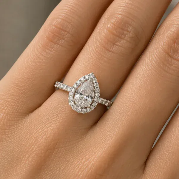 Pear Stone Ring - - Rings & Hathphool - BLINGARI - Media 4