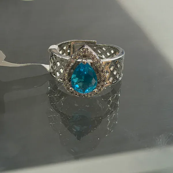 Mesh Ring Blue - Rings & Hathphool from BLINGARI luxury Indian fashion collection