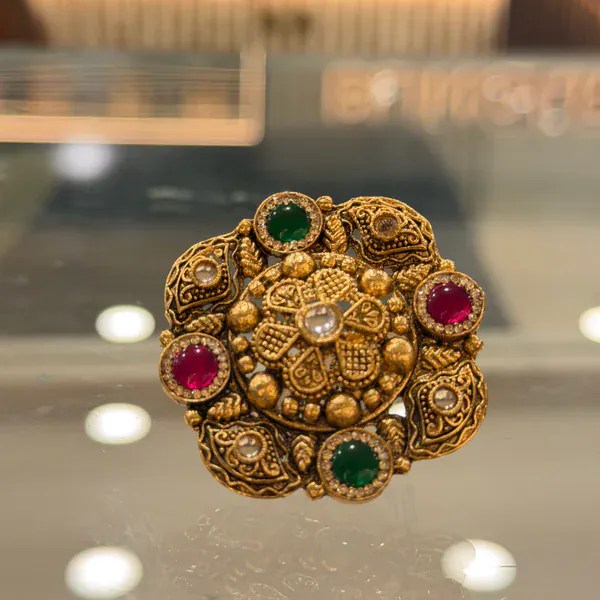 Square Polki Ring - Rings & Hathphool from BLINGARI luxury Indian fashion collection