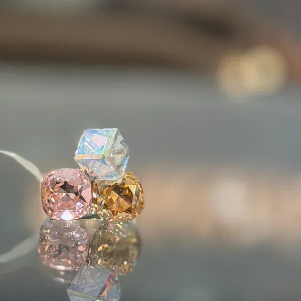 Swarovski Triple Stone Ring - Rings & Hathphool from BLINGARI luxury Indian fashion collection