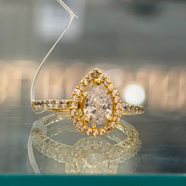 Pear Stone Ring - - Rings & Hathphool - BLINGARI - Media 2