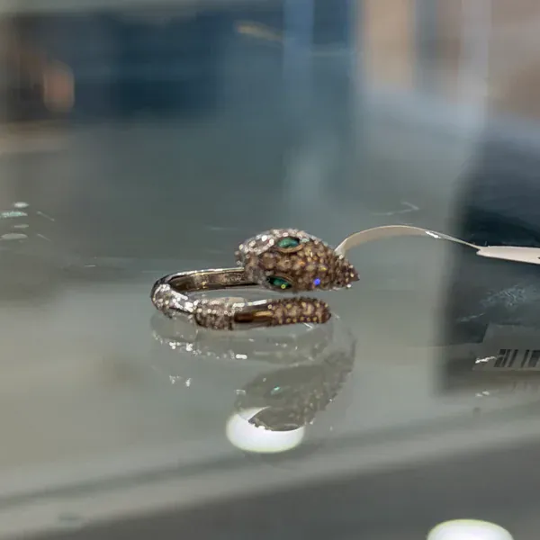 Silver Snake Ring - Rings & Hathphool from BLINGARI luxury Indian fashion collection